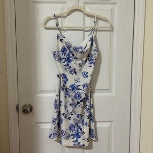 UO Mallory Printed Cowl Neck Slip Dress